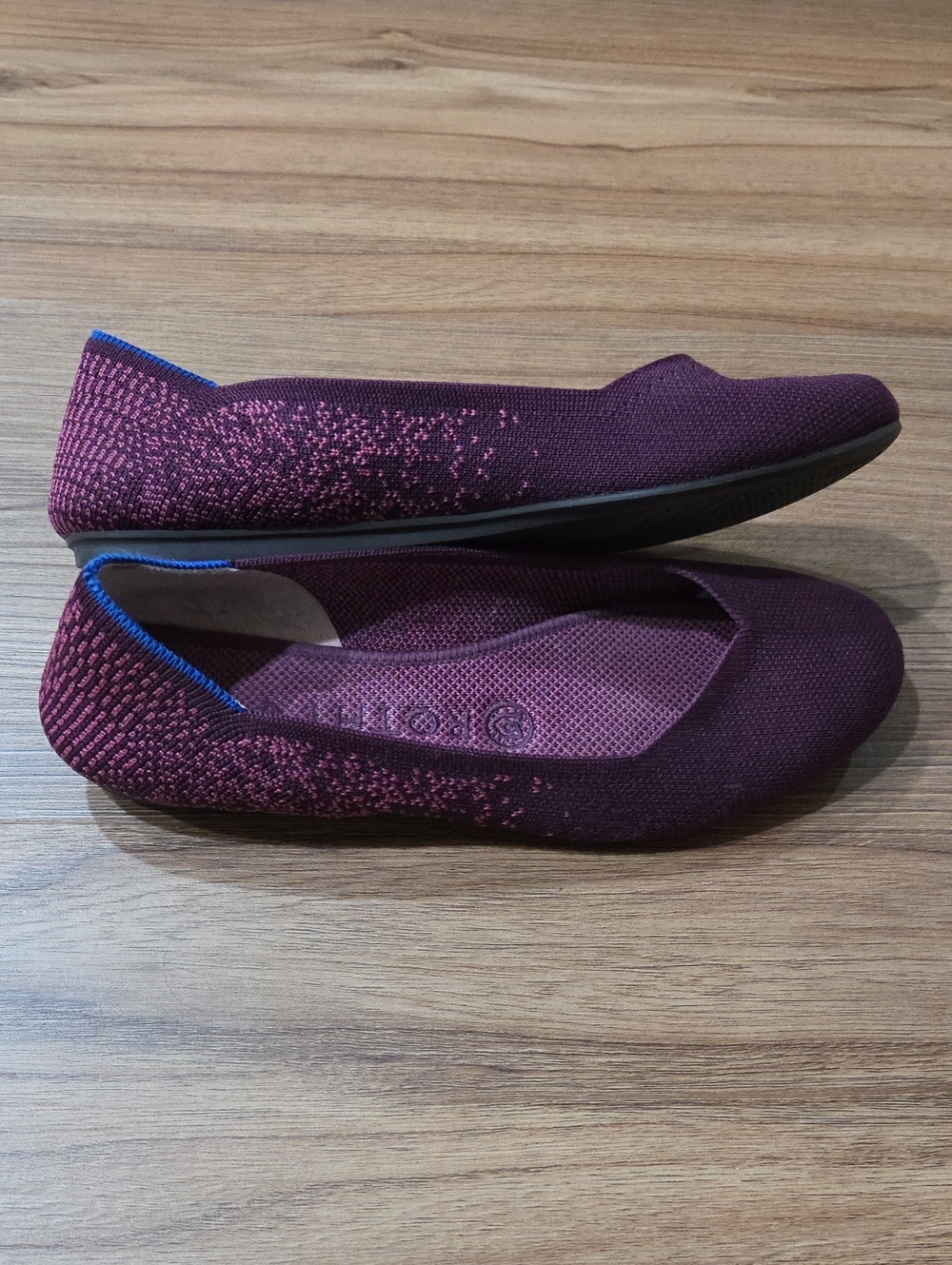Rothy's Knit Ballet Flat in Plum with Pink Speckle